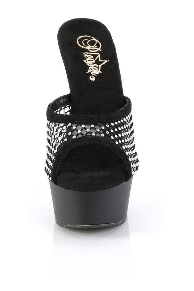 DELIGHT-601-6RM Slide | Black Faux Suede-Slides-Pleaser-SEXYSHOES.COM