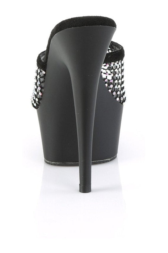 DELIGHT-601-6RM Slide | Black Faux Suede-Slides-Pleaser-SEXYSHOES.COM