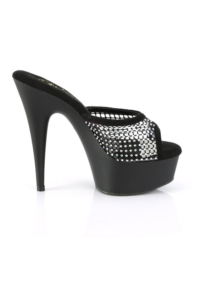 DELIGHT-601-6RM Slide | Black Faux Suede-Slides-Pleaser-SEXYSHOES.COM