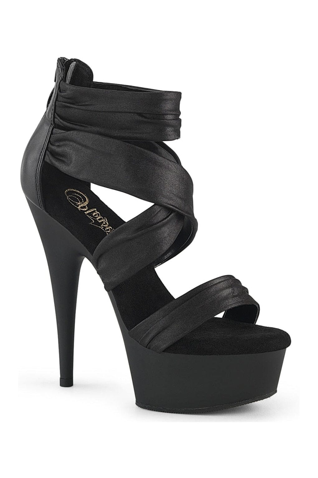 Pleaser DELIGHT-620 Black Faux Leather Sandal in Black Faux Leather from SexyShoes.com