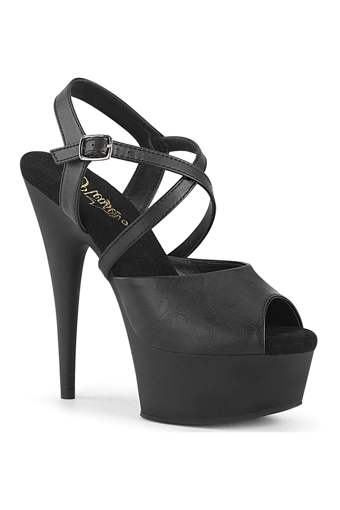 DELIGHT-624-1 Black Faux Leather Sandal-Sandals-Pleaser-Black-10-Faux Leather-SEXYSHOES.COM