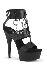 Pleaser DELIGHT-661 Black Faux Leather Sandal in Black Faux Leather from SexyShoes.com