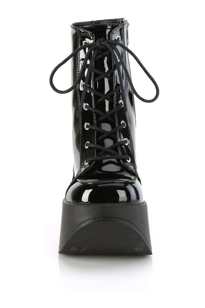 Demonia DYNAMITE-106 Black Patent Ankle Boot in Black Patent
