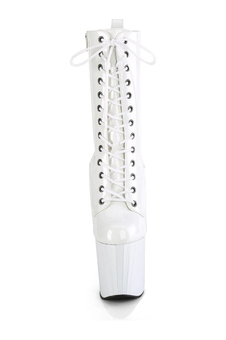 Pleaser ENCHANT-1040 White Patent Knee Boot in White Patent