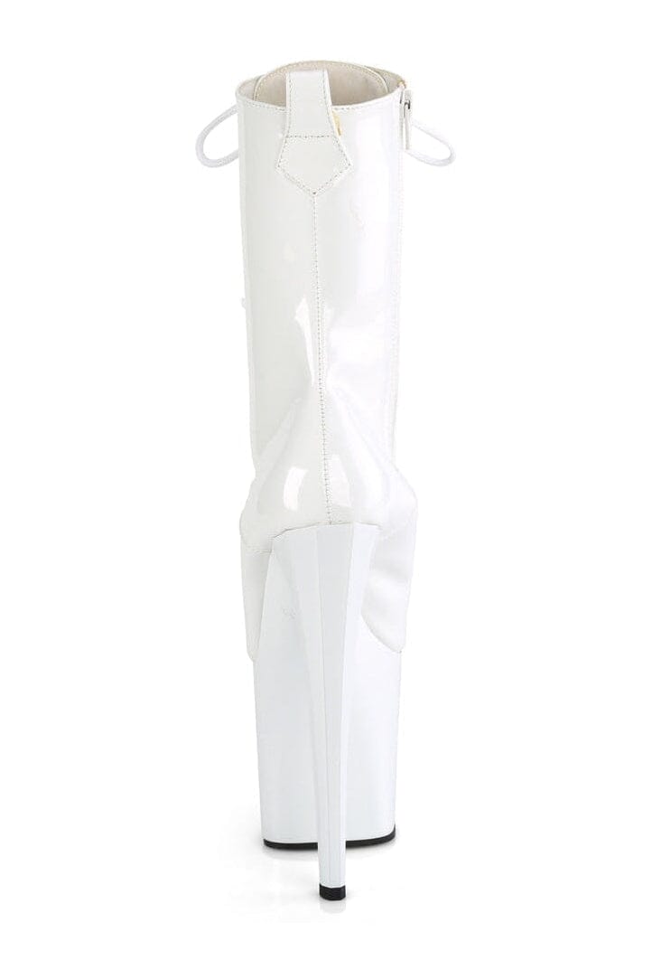 Pleaser ENCHANT-1040 White Patent Knee Boot in White Patent