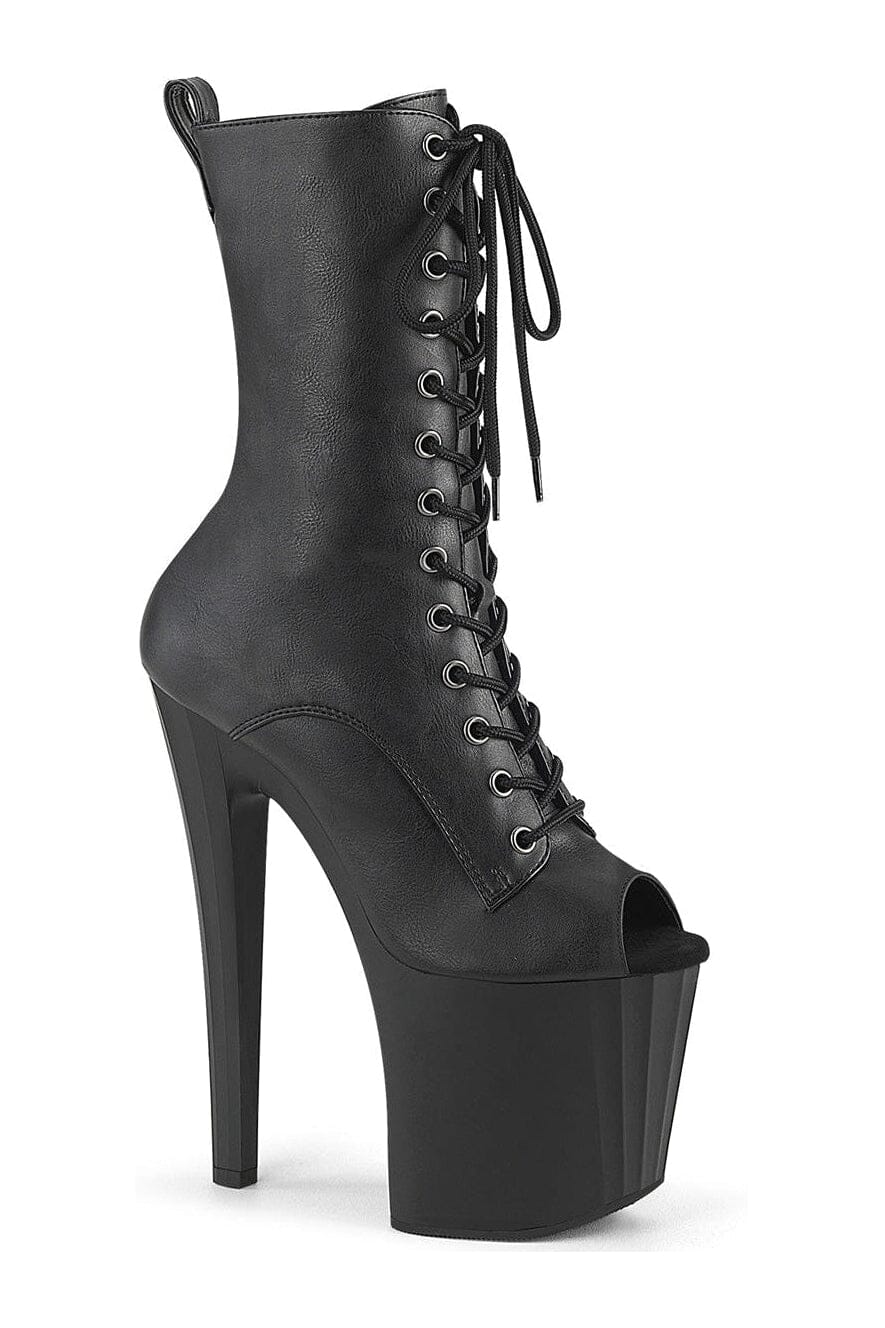 Pleaser ENCHANT-1041 Black Faux Leather Ankle Boot in Black Faux Leather from SexyShoes.com