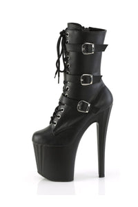 Pleaser ENCHANT-1043 Black Faux Leather Ankle Boot in Black Faux Leather