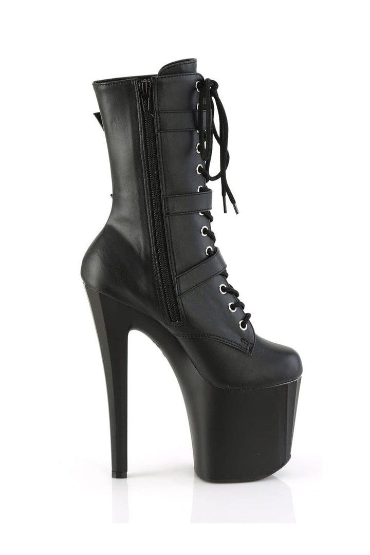 Pleaser ENCHANT-1043 Black Faux Leather Ankle Boot in Black Faux Leather