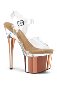 Pleaser ESTEEM-708 Clear Vinyl Sandal in Clear Vinyl from SexyShoes.com