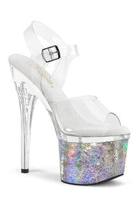Pleaser ESTEEM-708CK Clear Vinyl Sandal in Clear Vinyl from SexyShoes.com