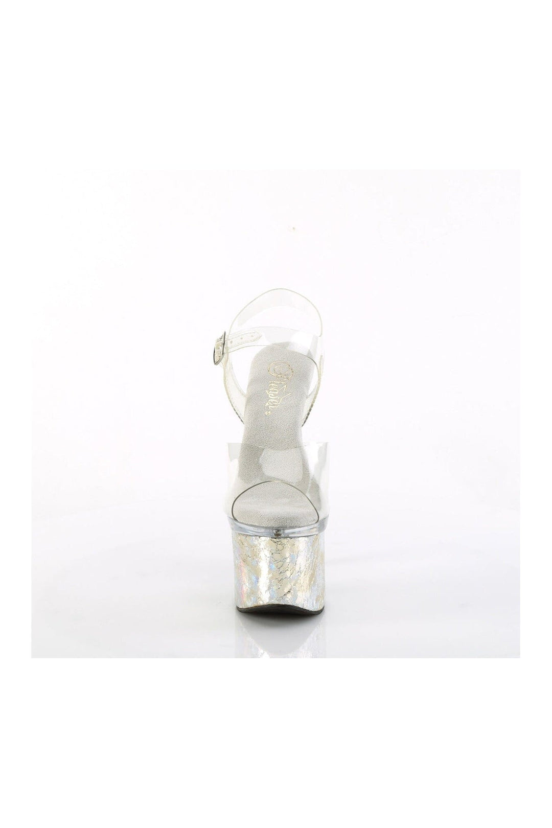 Pleaser ESTEEM-708CK Clear Vinyl Sandal in Clear Vinyl