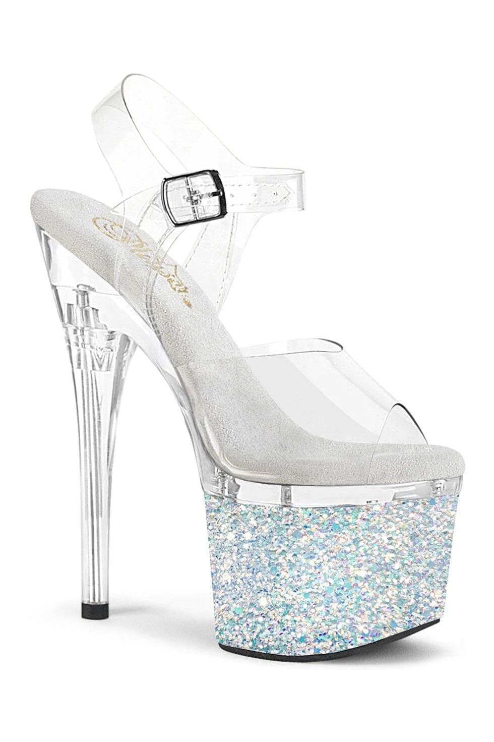 Pleaser ESTEEM-708LG Clear Vinyl Sandal in Clear Vinyl from SexyShoes.com