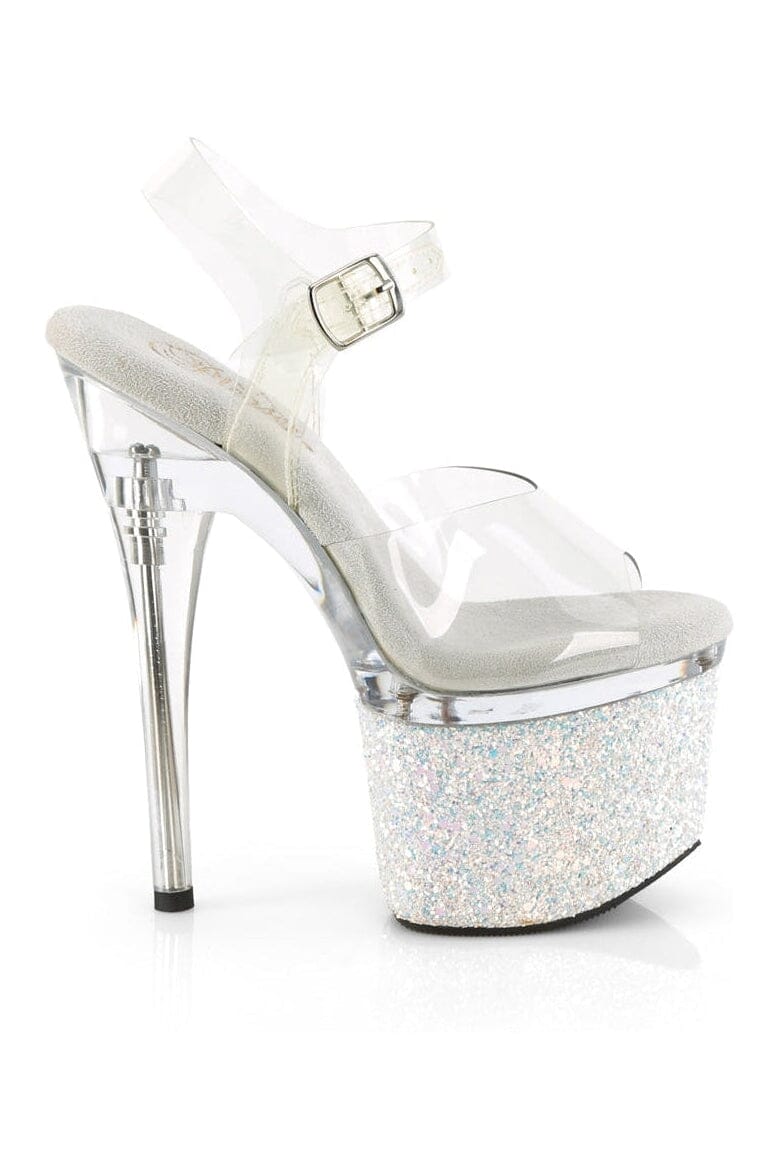 Pleaser ESTEEM-708LG Clear Vinyl Sandal in Clear Vinyl
