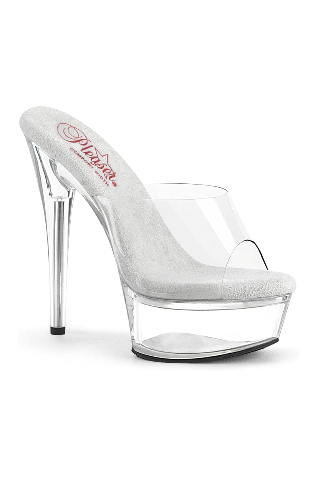 EXCITE-601 Clear Vinyl Slide-Slides-Pleaser-Clear-10-Vinyl-SEXYSHOES.COM