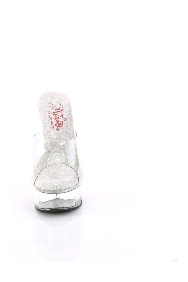 EXCITE-601 Clear Vinyl Slide-Slides-Pleaser-SEXYSHOES.COM