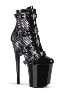 Pleaser FLAMINGO-1013RM Black Patent Ankle Boot in Black Patent from SexyShoes.com