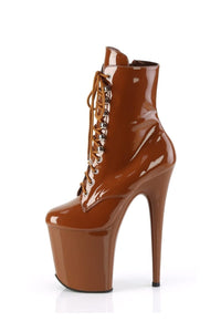 Pleaser FLAMINGO-1020 Brown Patent Ankle Boot in Brown Patent