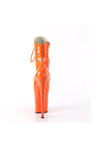 Pleaser FLAMINGO-1020 Orange Patent Ankle Boot in Orange Patent