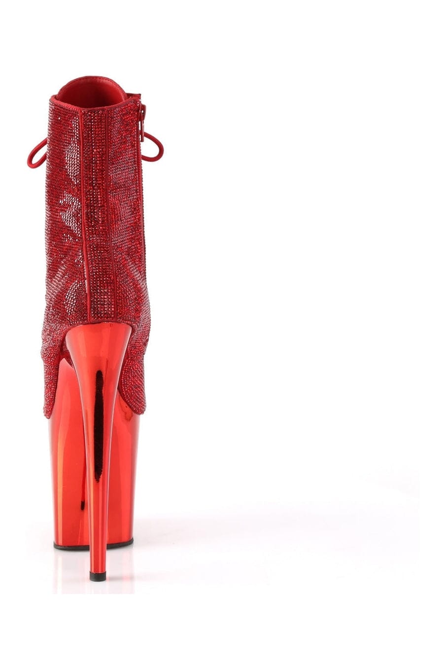 Pleaser FLAMINGO-1020CHRS Red Faux Suede Ankle Boot in Red Faux Suede
