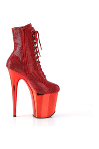 Pleaser FLAMINGO-1020CHRS Red Faux Suede Ankle Boot in Red Faux Suede