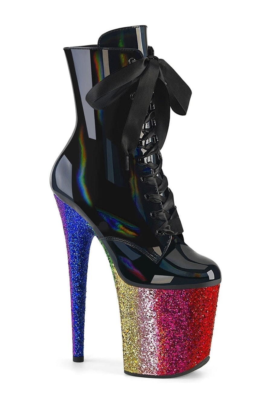FLAMINGO-1020HG Black Patent Ankle Boot-Ankle Boots-Pleaser-Black-10-Patent-SEXYSHOES.COM