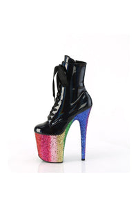 FLAMINGO-1020HG Black Patent Ankle Boot-Ankle Boots-Pleaser-SEXYSHOES.COM