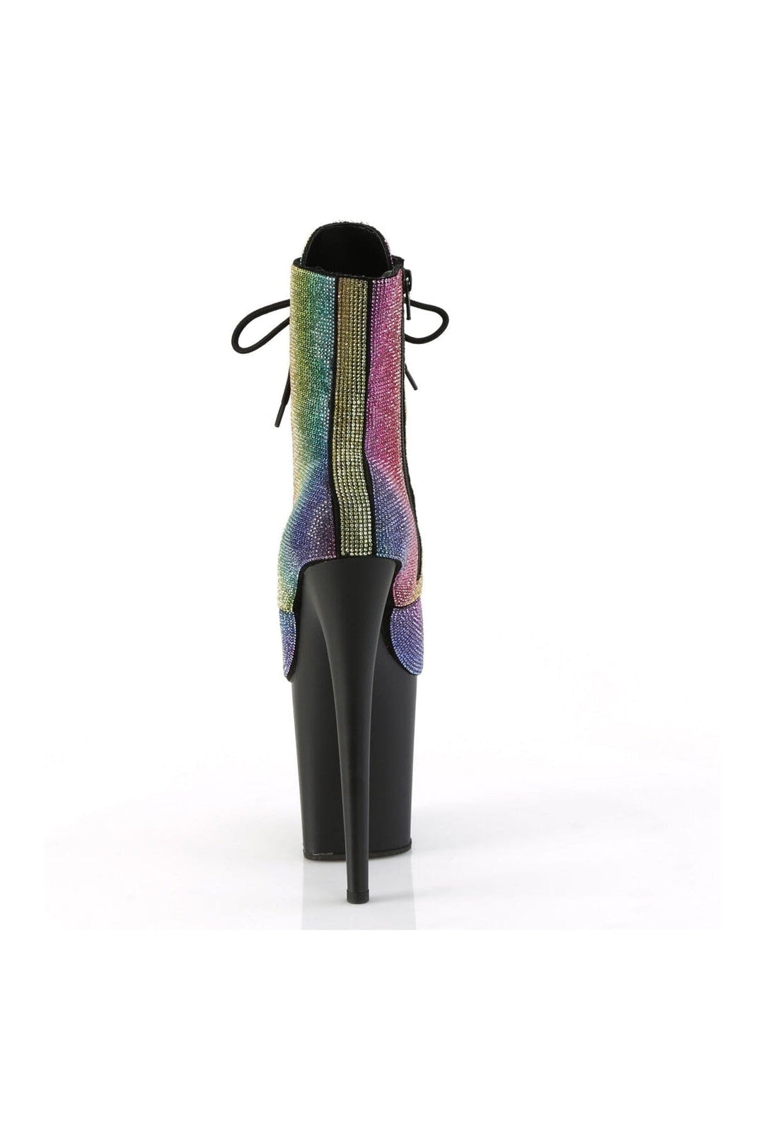 Pleaser FLAMINGO-1020RS Rainbow Rhinestone Ankle Boot in Rainbow Rhinestone