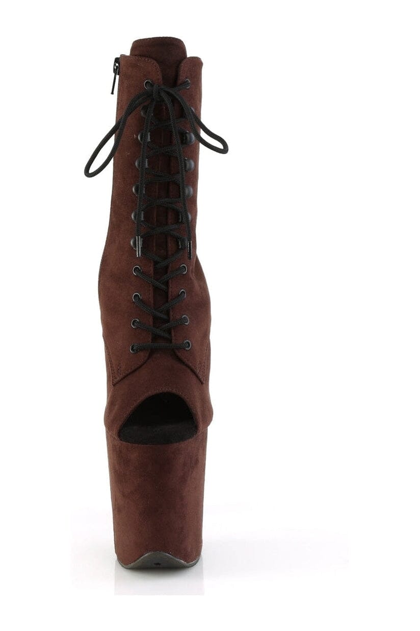 Pleaser FLAMINGO-1021FS Brown Faux Suede Ankle Boot in Brown Faux Suede