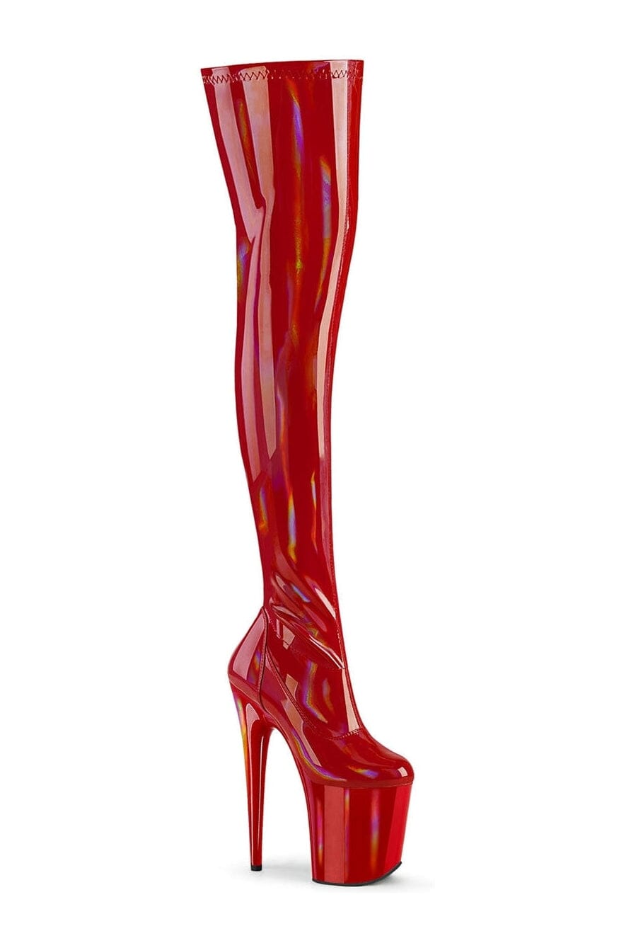 Pleaser Red Thigh Boots Platform Stripper Shoes | Buy at Sexyshoes.com