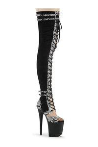 Pleaser FLAMINGO-3027SP Black Faux Suede Thigh Boot in Black Faux Suede from SexyShoes.com