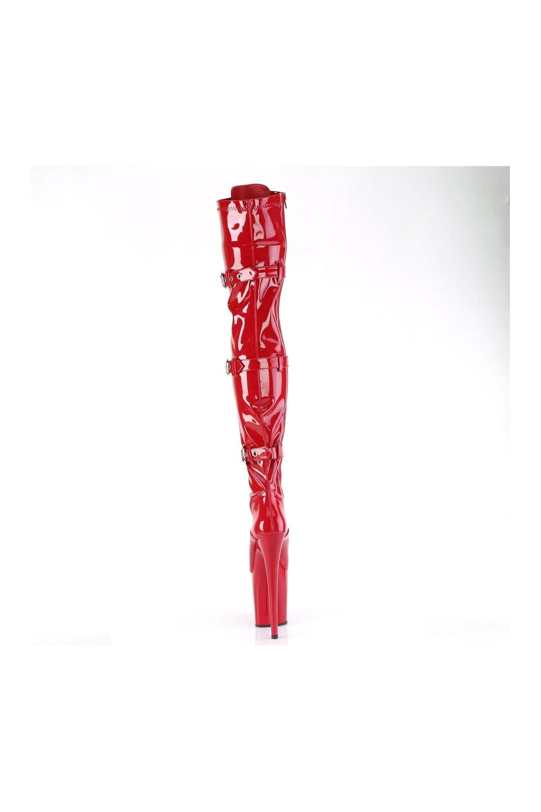 Pleaser FLAMINGO-3028 Red Patent Thigh Boot in Red Patent