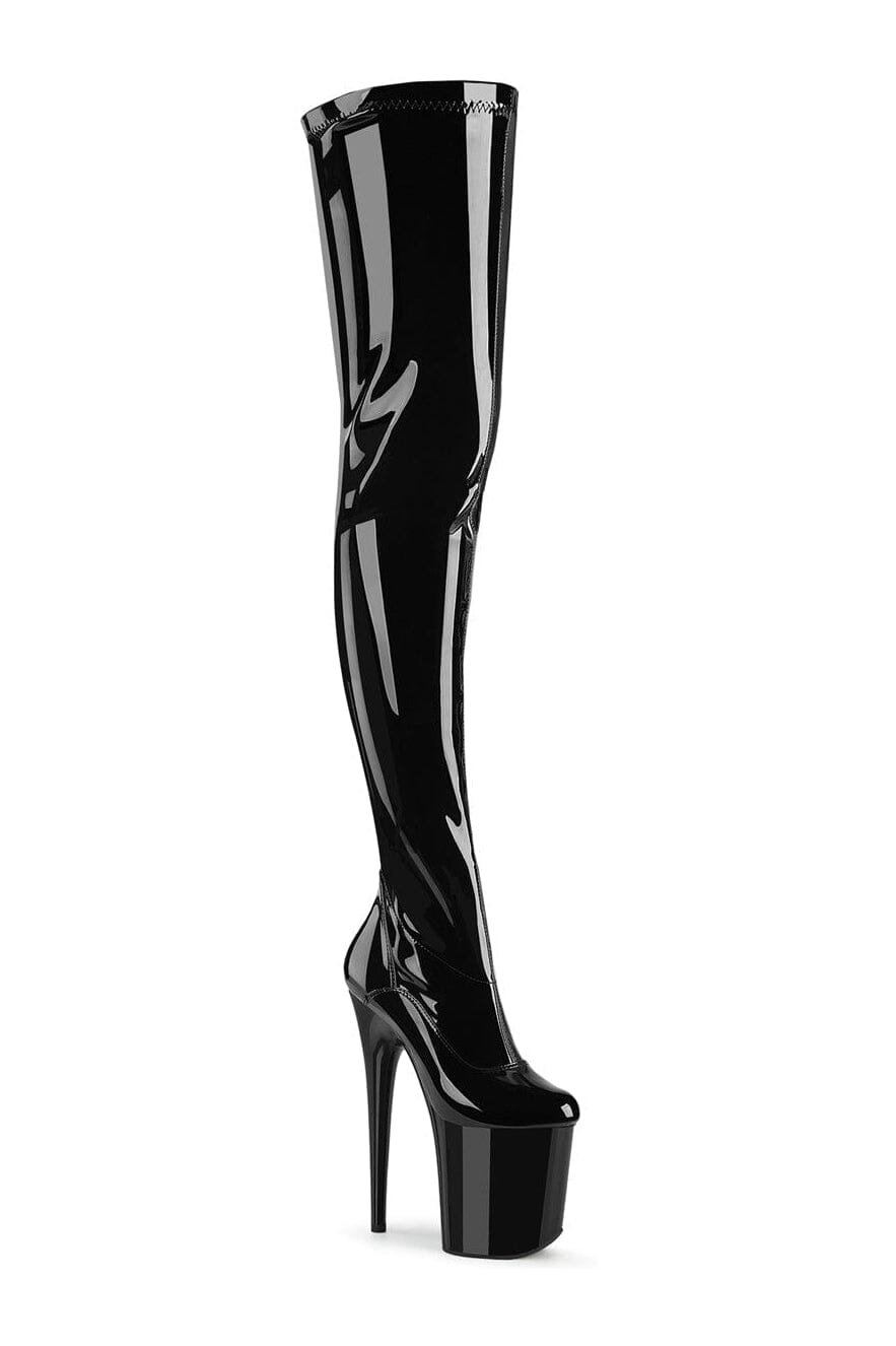 Pleaser FLAMINGO-4000 Black Patent Ankle Boot in Black Patent from SexyShoes.com