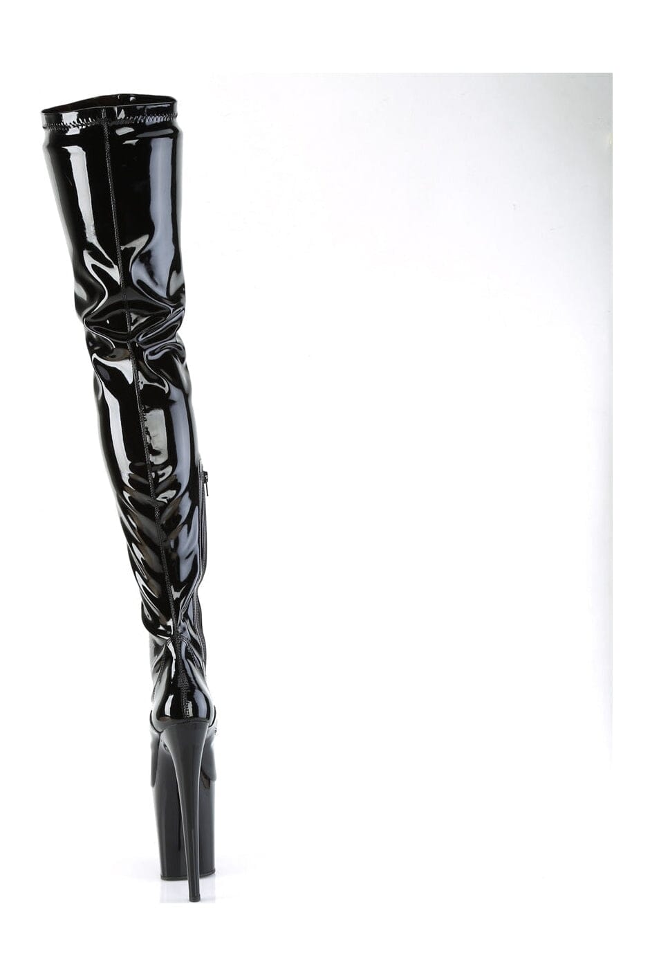 Pleaser FLAMINGO-4000 Black Patent Ankle Boot in Black Patent