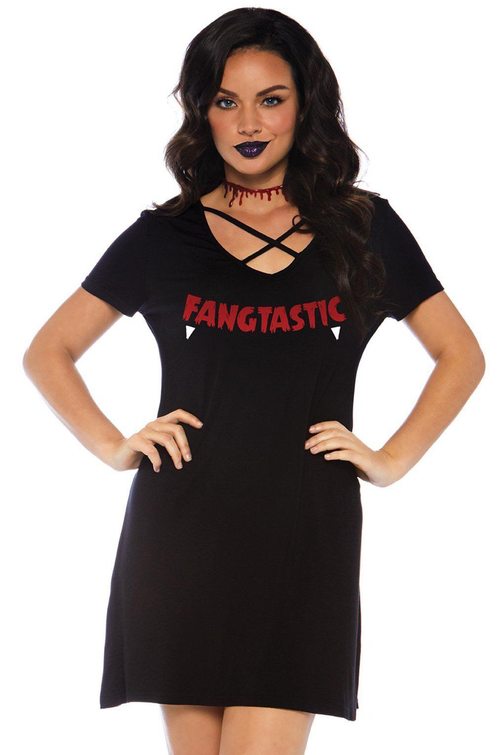 Fangtastic Jersey Costume Dress-Animal Costumes-Leg Avenue-Black-S-SEXYSHOES.COM