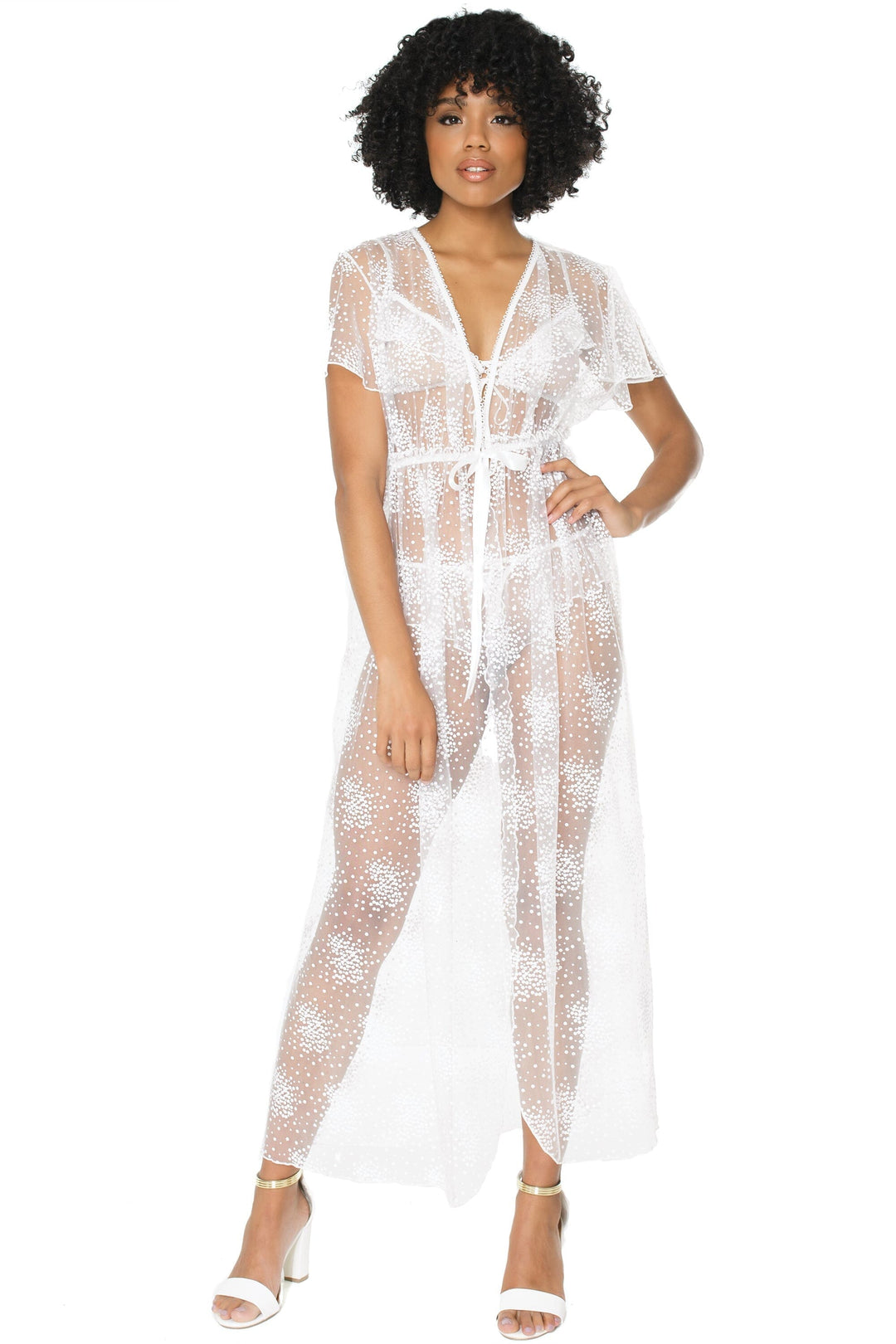 Floral Tulle Floor Length Robe-Gowns + Robes-Coquette-White-O/S-SEXYSHOES.COM