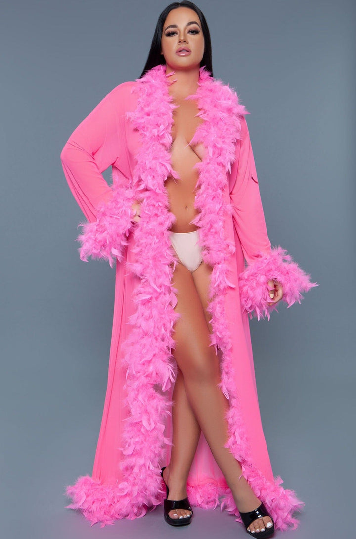Full-Length Feather Robe-Gowns + Robes-BeWicked-Neon-O/S-SEXYSHOES.COM