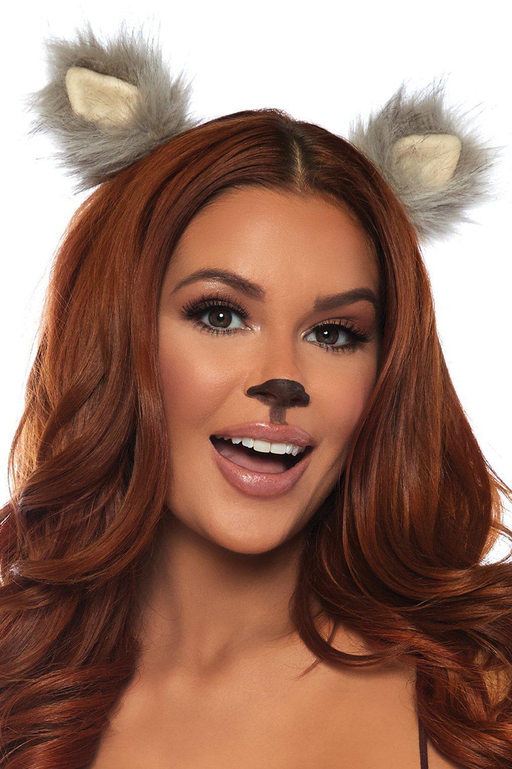 Furry Ear Clips-Costume Headwear-Leg Avenue-Grey-O/S-SEXYSHOES.COM