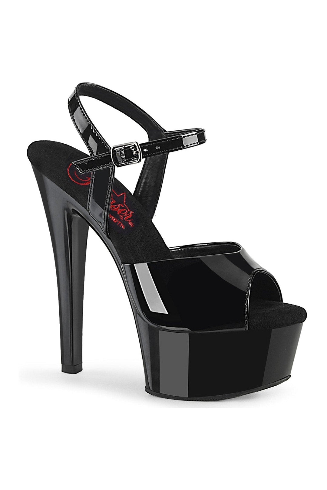 GLEAM-609 Sandal | Black Patent-Sandals-Pleaser-Black-9-Patent-SEXYSHOES.COM