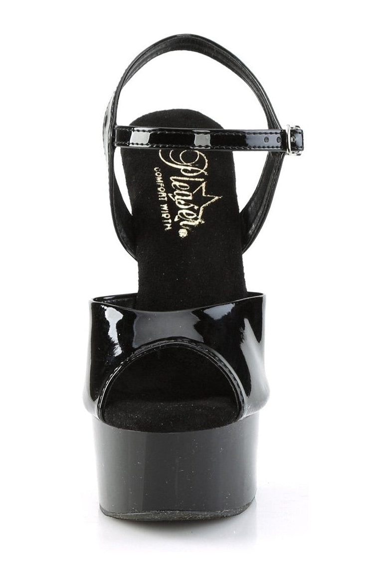 GLEAM-609 Sandal | Black Patent-Sandals-Pleaser-SEXYSHOES.COM