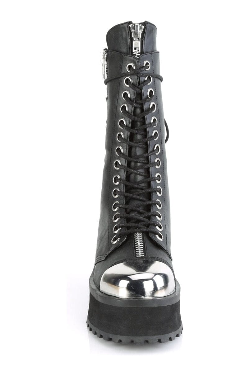 Demonia GRAVEDIGGER-14 Black Vegan Leather Knee Boot in Black Vegan Leather