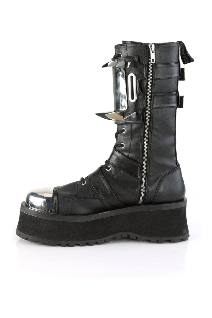 GRAVEDIGGER-250 Black Vegan Leather Knee Boot-Knee Boots-Demonia-SEXYSHOES.COM