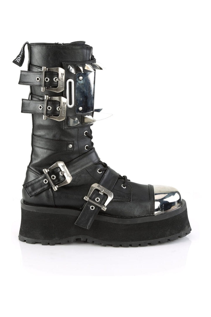 GRAVEDIGGER-250 Black Vegan Leather Knee Boot-Knee Boots-Demonia-SEXYSHOES.COM