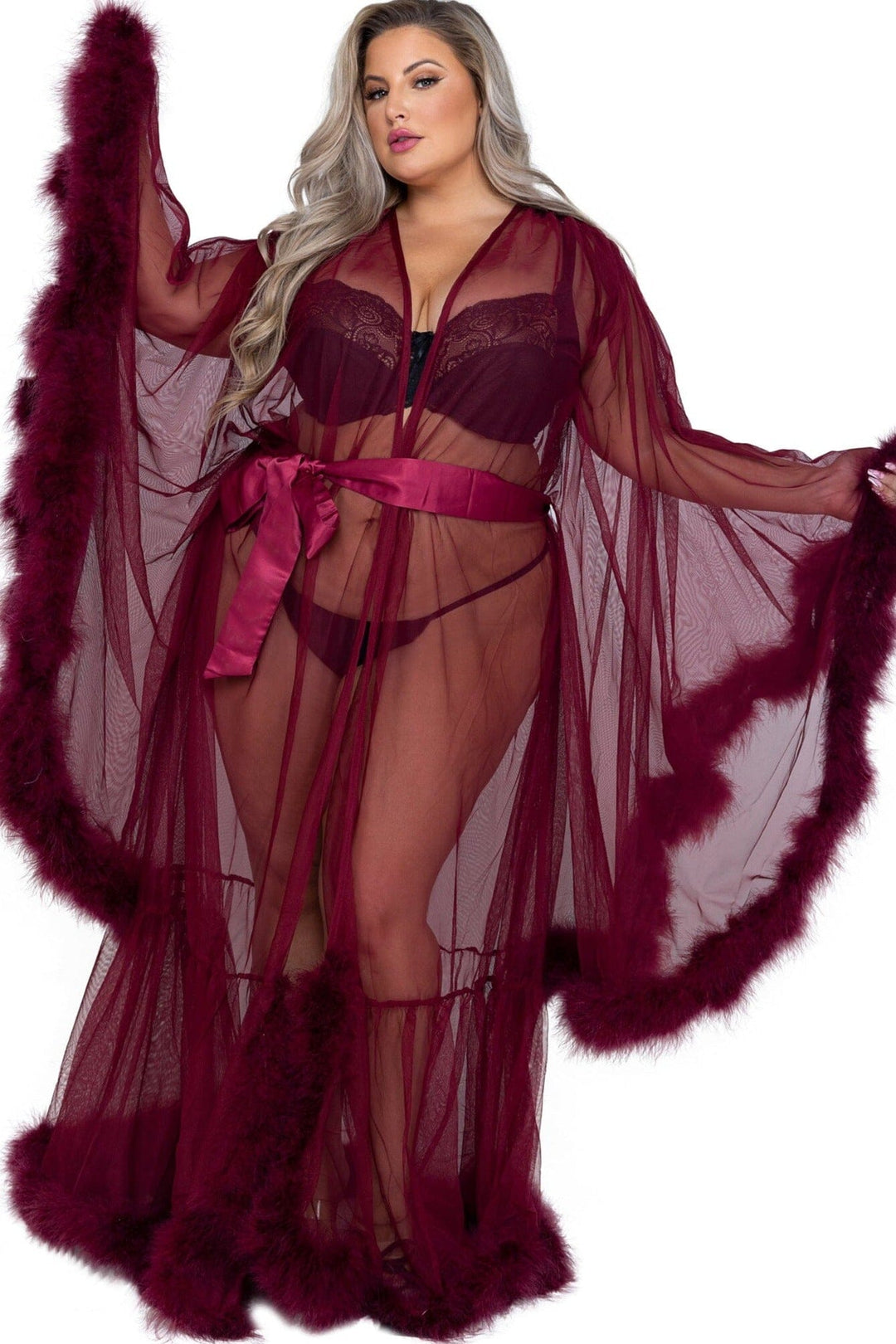 Roma Confidential Hollywood Glam Luxury Robe in Burgundy  from SexyShoes.com