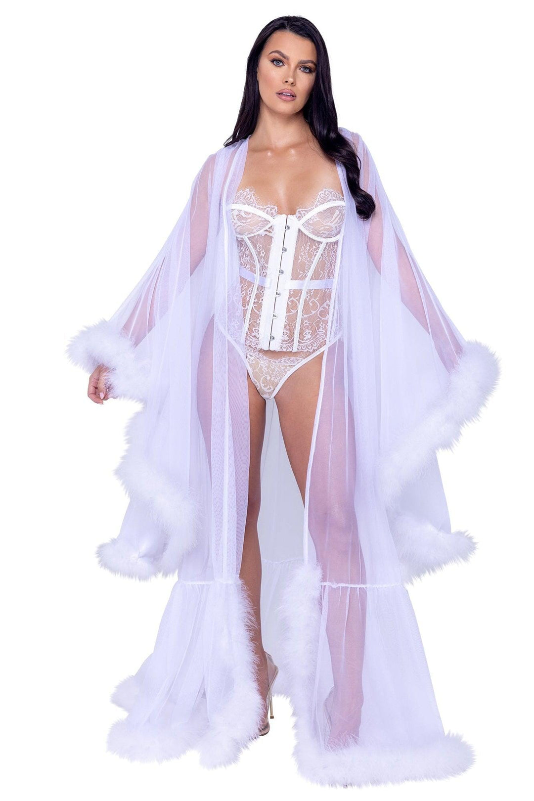 Roma Confidential Hollywood Glam Luxury Robe in White  from SexyShoes.com