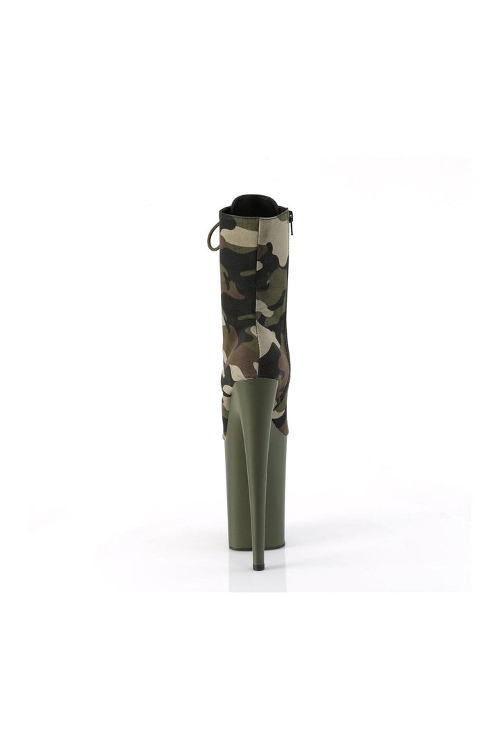 INFINITY-1020CAMO Green Canvas Ankle Boot-Ankle Boots- Stripper Shoes at SEXYSHOES.COM