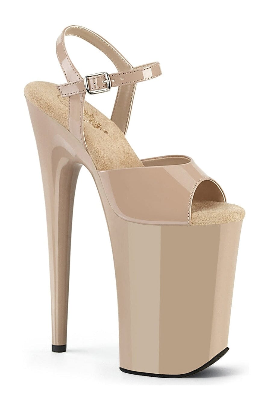 INFINITY-909 Nude Patent Sandal-Sandals- Stripper Shoes at SEXYSHOES.COM