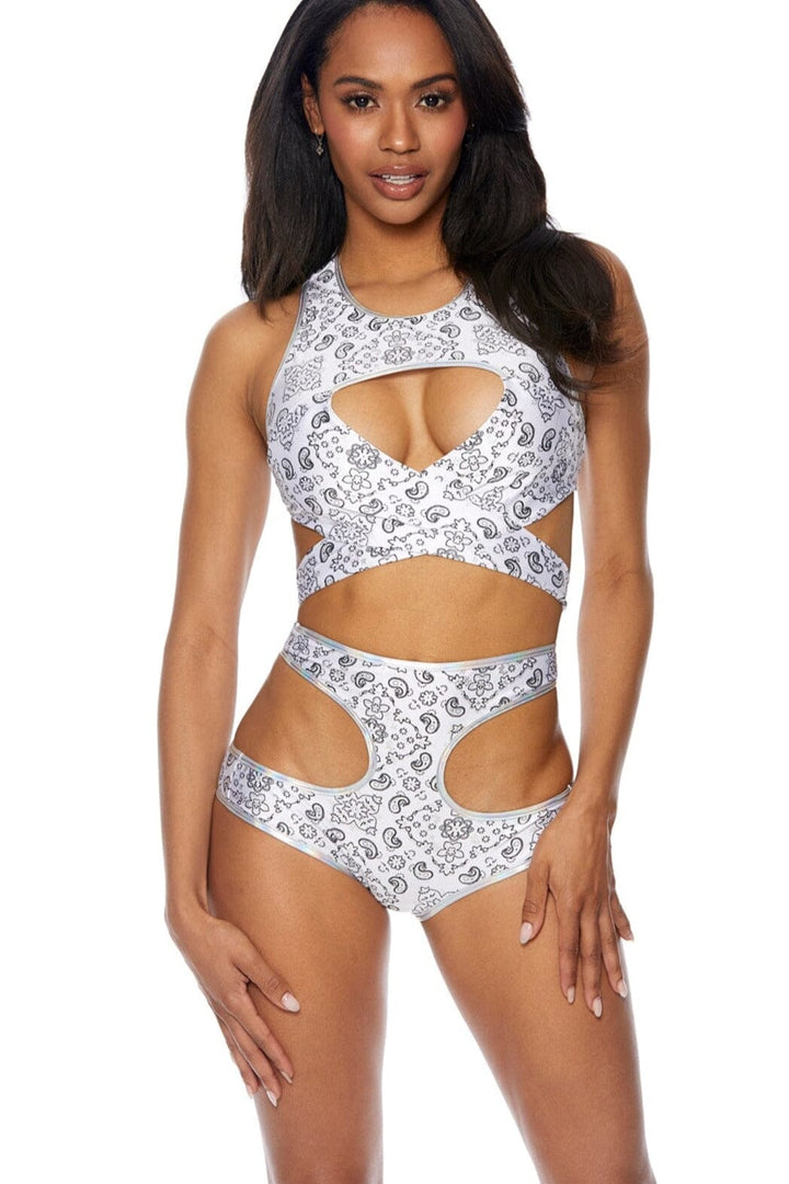 Two Piece Paisley Bandana Handkerchief Set-Dancewear Sets-SEXYSHOES.COM