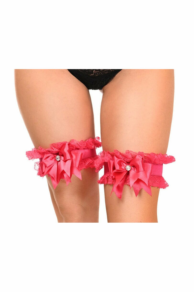 Kitten Collection Fuchsia/Fuchsia Lace Garters (set of 2)-Leg Garters-Daisy Corsets-Fuchsia-S/M-SEXYSHOES.COM