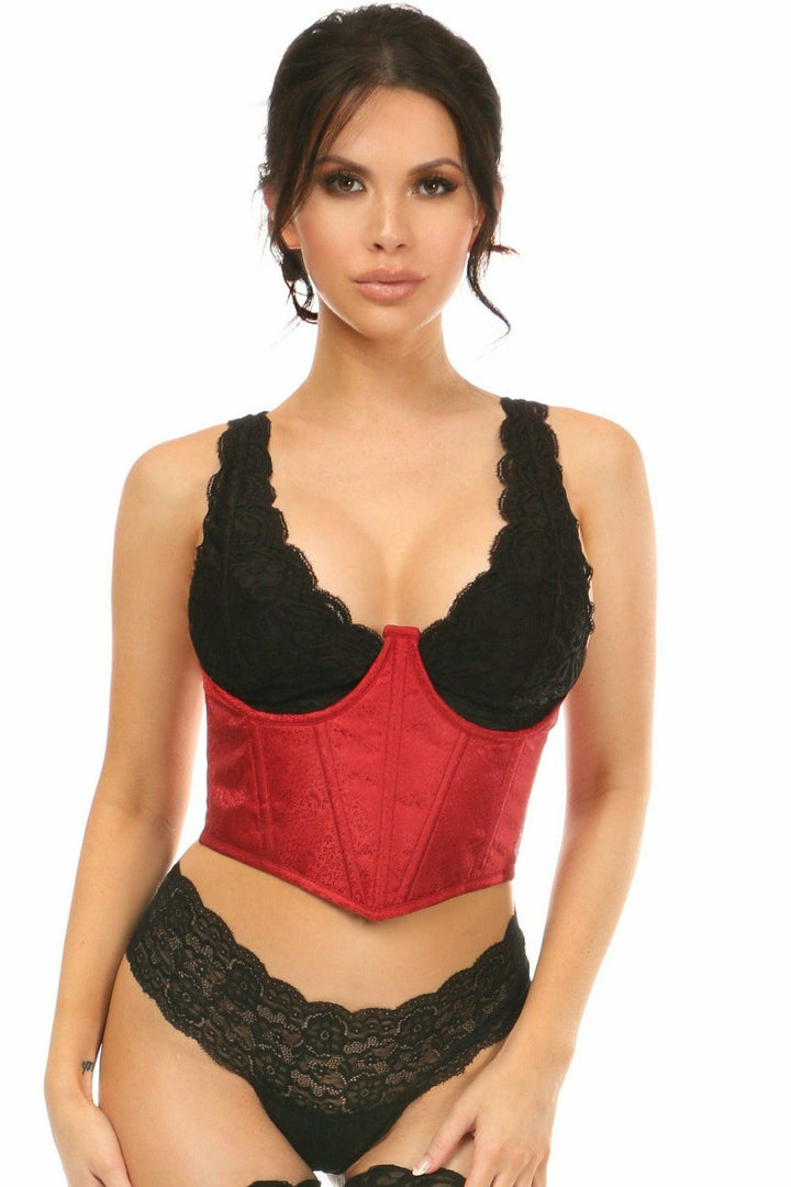 Lavish Wine Brocade Open Cup Waist Cincher-Waist Cinchers-SEXYSHOES.COM