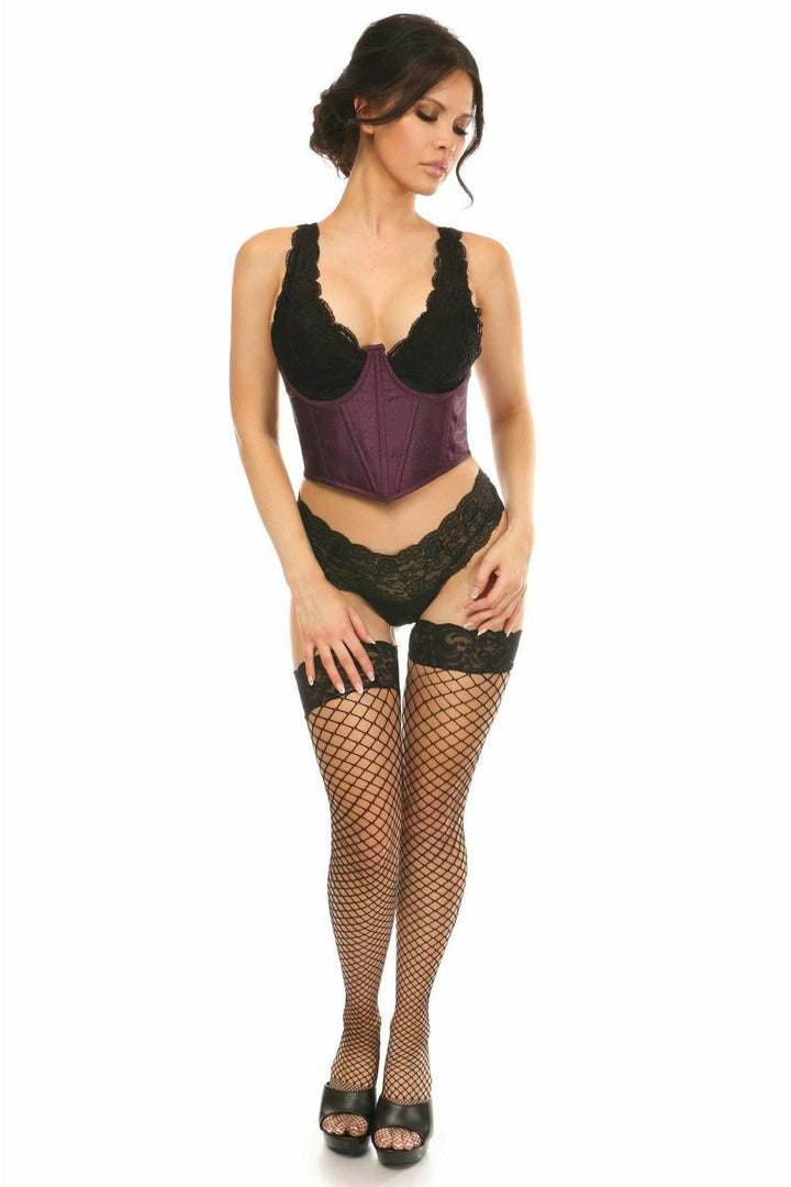 Lavish Plum Brocade Open Cup Waist Cincher-Waist Cinchers-SEXYSHOES.COM